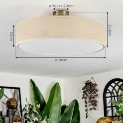 Lampes En Tissu-hofstein Foggia Plafonnier Nickel mat, 3 lumières