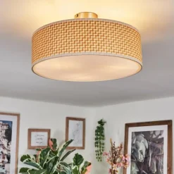 Lampes En Tissu-hofstein Foggia Plafonnier Nickel mat, 3 lumières