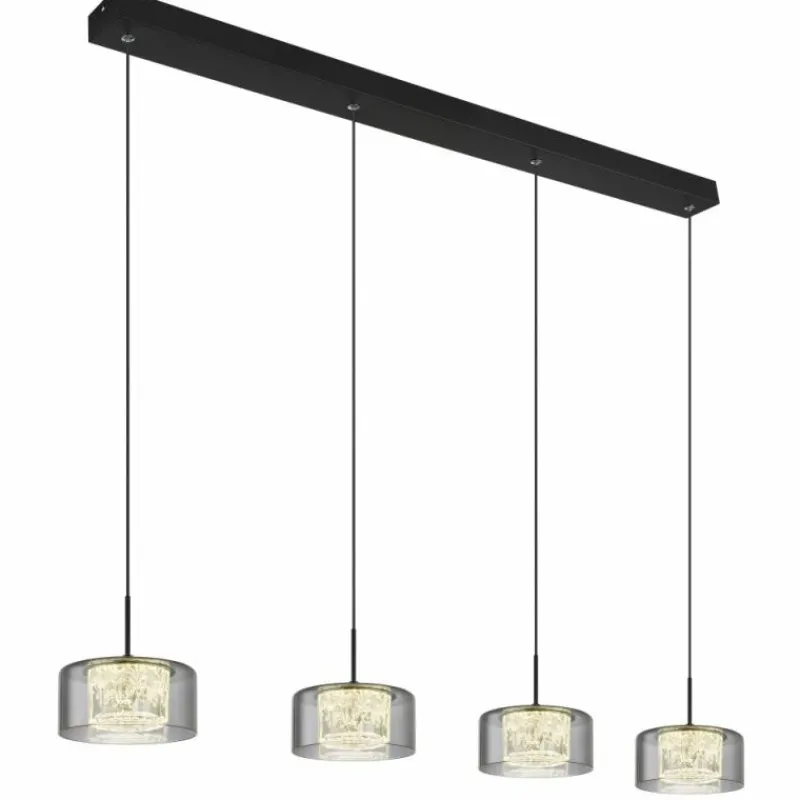 Suspension Verre Fumé-Luminaires Globo Lighting Fogsy Suspension LED Noir, 1 lumière
