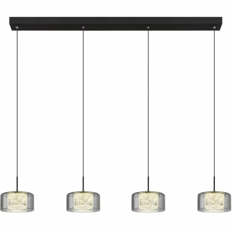 Suspension Verre Fumé-Luminaires Globo Lighting Fogsy Suspension LED Noir, 1 lumière