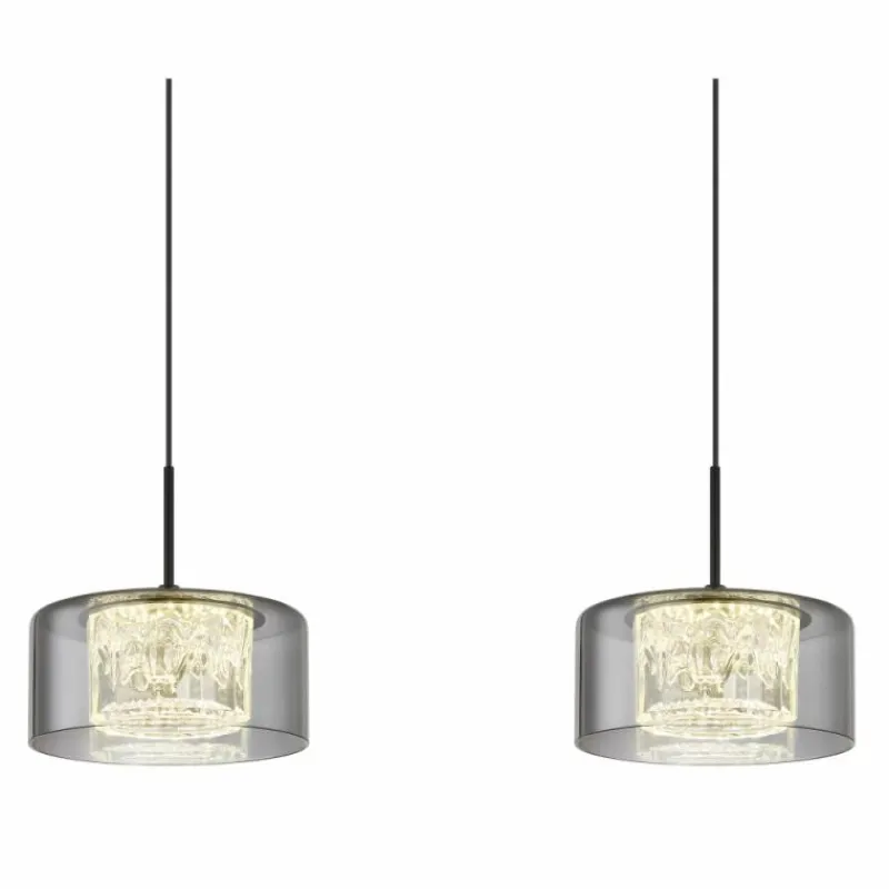 Suspension Verre Fumé-Luminaires Globo Lighting Fogsy Suspension LED Noir, 1 lumière