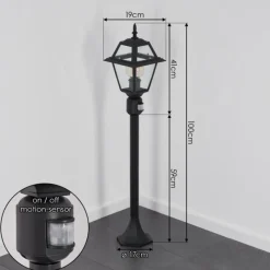 Luminaires Rustiques-hofstein Fornelos Luminaire extérieur, Eclairage de chemin Noir, 1 lumière, Détecteur de mouvement