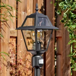 Luminaires Rustiques-hofstein Fornelos Luminaire extérieur, Eclairage de chemin Noir, 1 lumière, Détecteur de mouvement