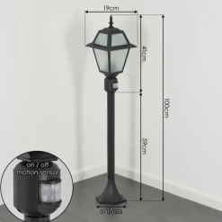 Luminaires Rustiques-hofstein Fornelos Luminaire extérieur, Eclairage de chemin Noir, 1 lumière, Détecteur de mouvement