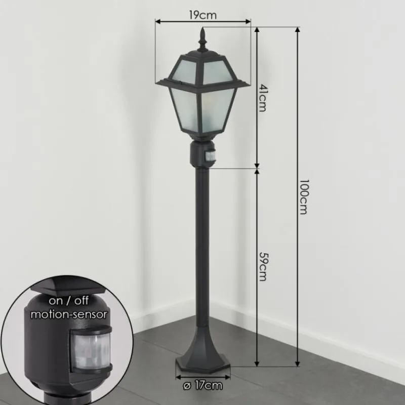Luminaires Rustiques-hofstein Fornelos Luminaire extérieur, Eclairage de chemin Noir, 1 lumière, Détecteur de mouvement