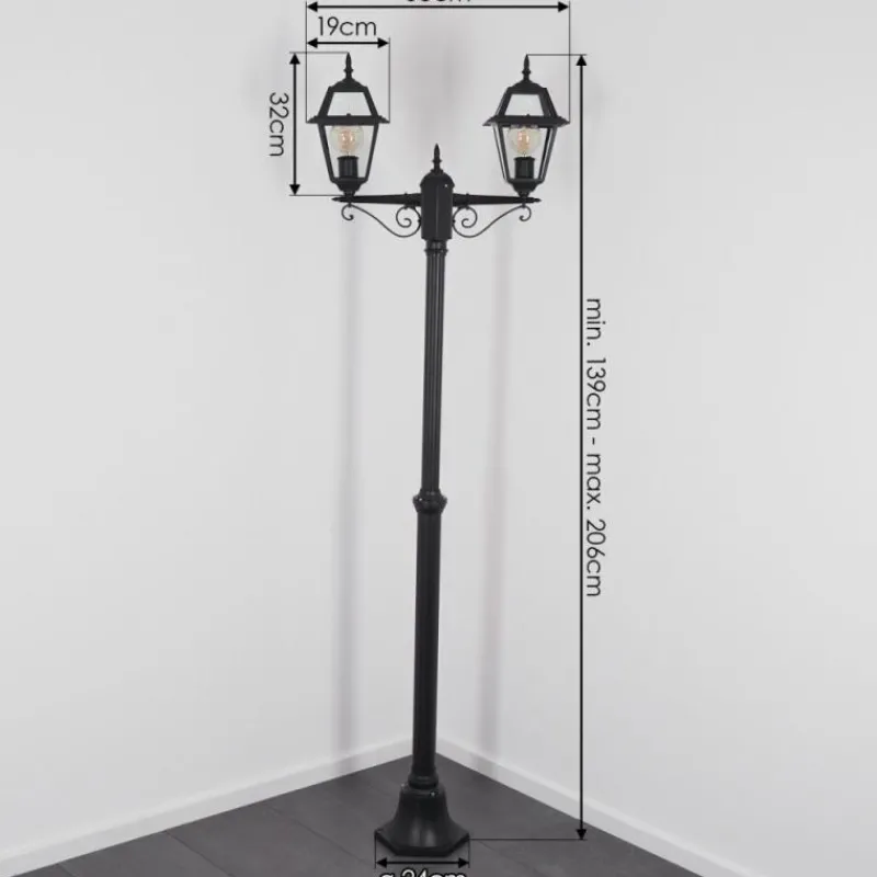 Luminaires Rustiques-hofstein Fornelos Luminaire extérieur, Réverbère, Eclairage de chemin Noir, 2 lumières