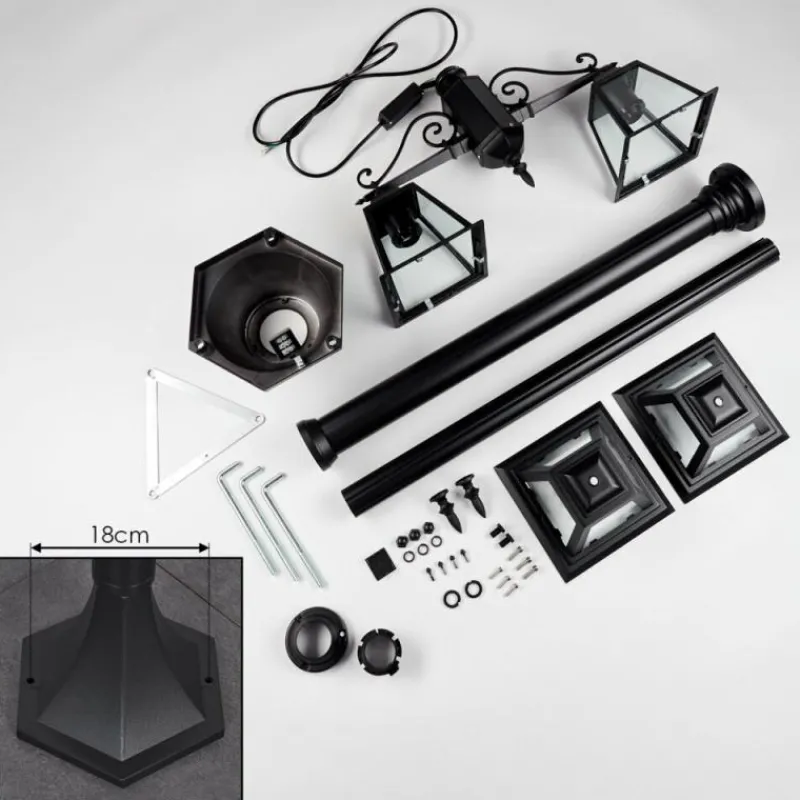 Luminaires Rustiques-hofstein Fornelos Luminaire extérieur, Réverbère, Eclairage de chemin Noir, 2 lumières