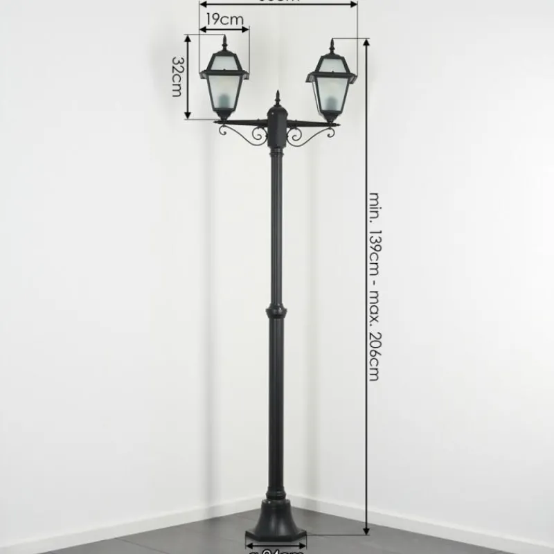 Luminaires Rustiques-hofstein Fornelos Luminaire extérieur, Réverbère, Eclairage de chemin Noir, 2 lumières