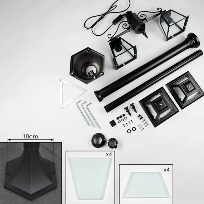 Luminaires Rustiques-hofstein Fornelos Luminaire extérieur, Réverbère, Eclairage de chemin Noir, 2 lumières