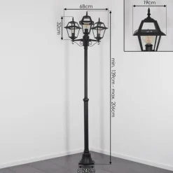 Luminaires Rustiques-hofstein Fornelos Luminaire extérieur, Réverbère, Eclairage de chemin Noir, 3 lumières