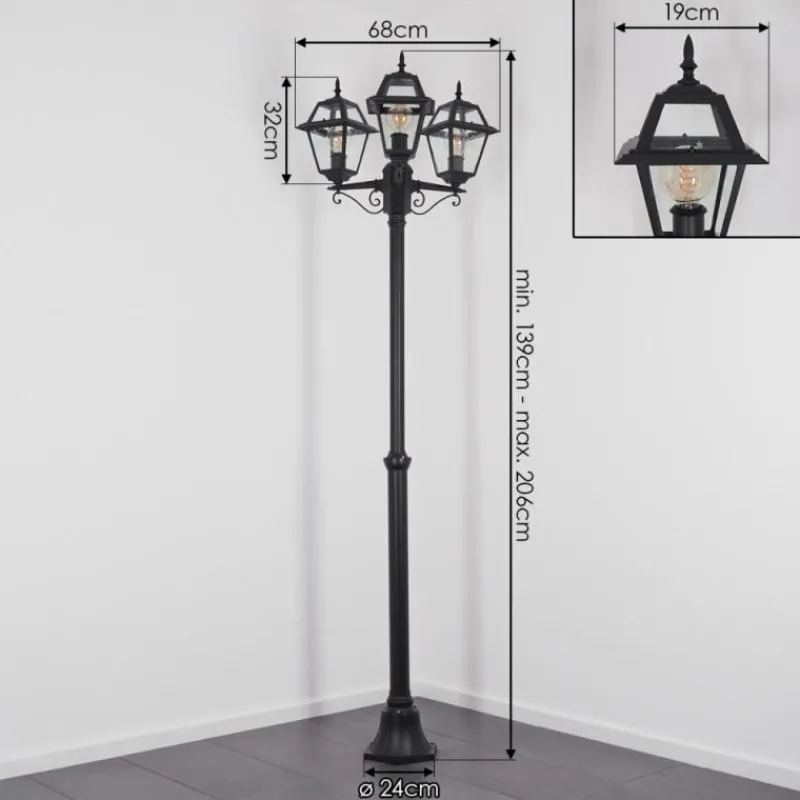 Luminaires Rustiques-hofstein Fornelos Luminaire extérieur, Réverbère, Eclairage de chemin Noir, 3 lumières