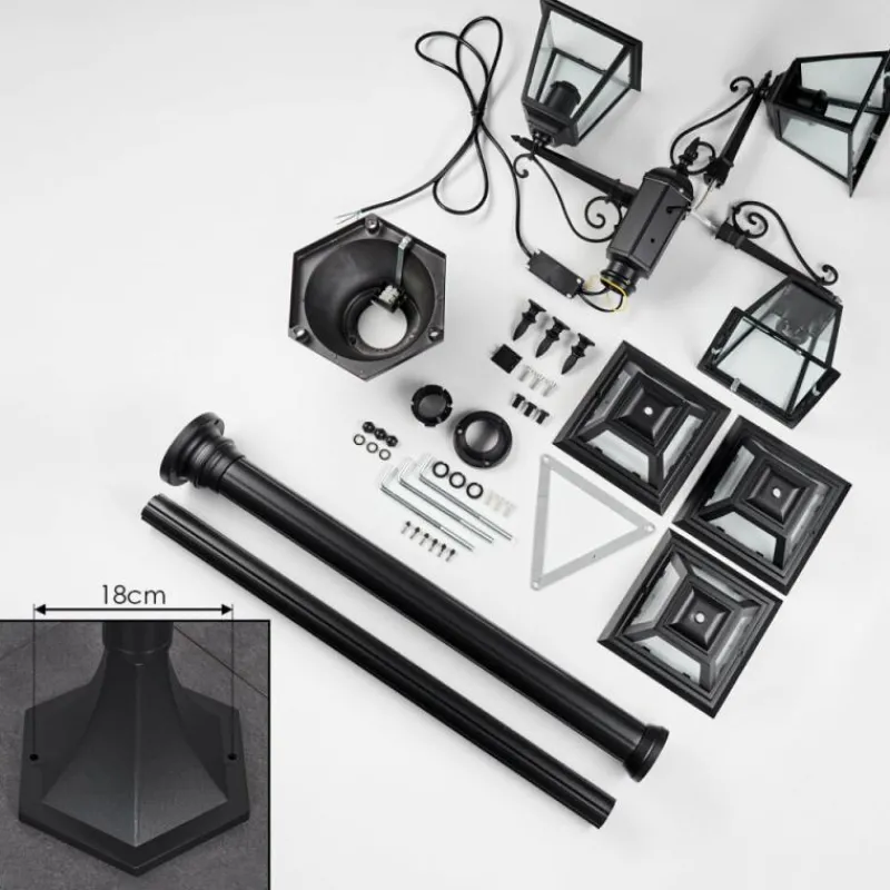 Luminaires Rustiques-hofstein Fornelos Luminaire extérieur, Réverbère, Eclairage de chemin Noir, 3 lumières