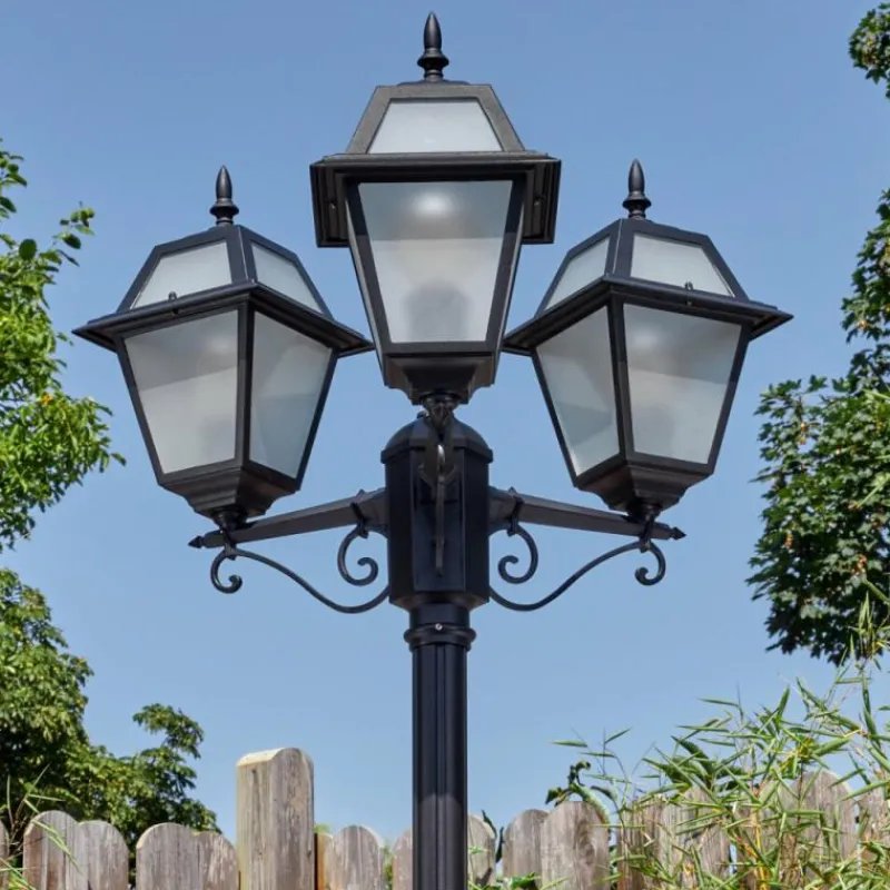 Luminaires Rustiques-hofstein Fornelos Luminaire extérieur, Réverbère, Eclairage de chemin Noir, 3 lumières