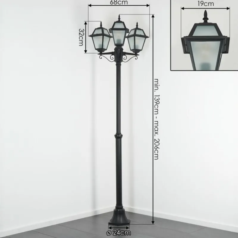 Luminaires Rustiques-hofstein Fornelos Luminaire extérieur, Réverbère, Eclairage de chemin Noir, 3 lumières