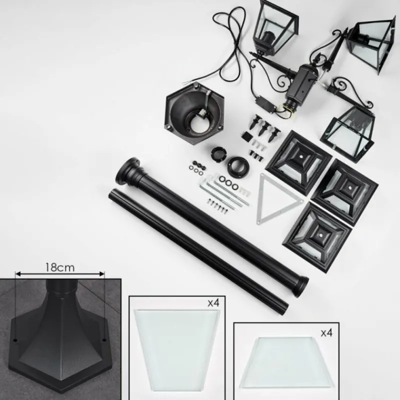 Luminaires Rustiques-hofstein Fornelos Luminaire extérieur, Réverbère, Eclairage de chemin Noir, 3 lumières