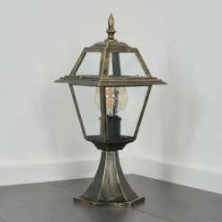 Luminaires Rustiques-hofstein Fornelos Luminaire extérieur, Borne lumineuse, Eclairage de chemin Or, Noir, 1 lumière