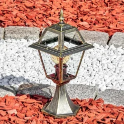 Luminaires Rustiques-hofstein Fornelos Luminaire extérieur, Borne lumineuse, Eclairage de chemin Or, Noir, 1 lumière