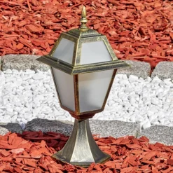 Luminaires Rustiques-hofstein Fornelos Luminaire extérieur, Borne lumineuse, Eclairage de chemin Or, Noir, 1 lumière