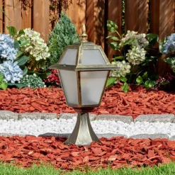 Luminaires Rustiques-hofstein Fornelos Luminaire extérieur, Borne lumineuse, Eclairage de chemin Or, Noir, 1 lumière