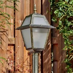 Luminaires Rustiques-hofstein Fornelos Luminaire extérieur, Eclairage de chemin Or, Noir, 1 lumière