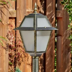 Luminaires Rustiques-hofstein Fornelos Luminaire extérieur, Eclairage de chemin Or, Noir, 1 lumière