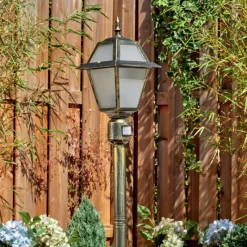 Luminaires Rustiques-hofstein Fornelos Luminaire extérieur, Eclairage de chemin Or, Noir, 1 lumière, Détecteur de mouvement