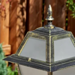 Luminaires Rustiques-hofstein Fornelos Luminaire extérieur, Eclairage de chemin Or, Noir, 1 lumière, Détecteur de mouvement