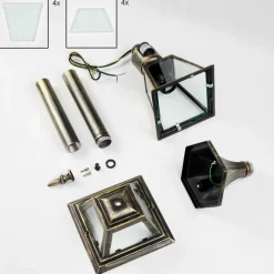 Luminaires Rustiques-hofstein Fornelos Luminaire extérieur, Eclairage de chemin Or, Noir, 1 lumière, Détecteur de mouvement