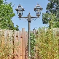 Luminaires Rustiques-hofstein Fornelos Luminaire extérieur, Réverbère, Eclairage de chemin Or, Noir, 2 lumières