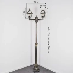 Luminaires Rustiques-hofstein Fornelos Luminaire extérieur, Réverbère, Eclairage de chemin Or, Noir, 2 lumières