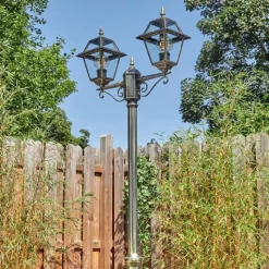 Luminaires Rustiques-hofstein Fornelos Luminaire extérieur, Réverbère, Eclairage de chemin Or, Noir, 2 lumières