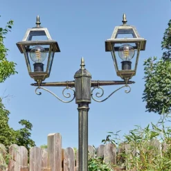 Luminaires Rustiques-hofstein Fornelos Luminaire extérieur, Réverbère, Eclairage de chemin Or, Noir, 2 lumières