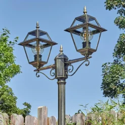 Luminaires Rustiques-hofstein Fornelos Luminaire extérieur, Réverbère, Eclairage de chemin Or, Noir, 2 lumières