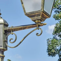 Luminaires Rustiques-hofstein Fornelos Luminaire extérieur, Réverbère, Eclairage de chemin Or, Noir, 2 lumières