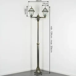 Luminaires Rustiques-hofstein Fornelos Luminaire extérieur, Réverbère, Eclairage de chemin Or, Noir, 2 lumières