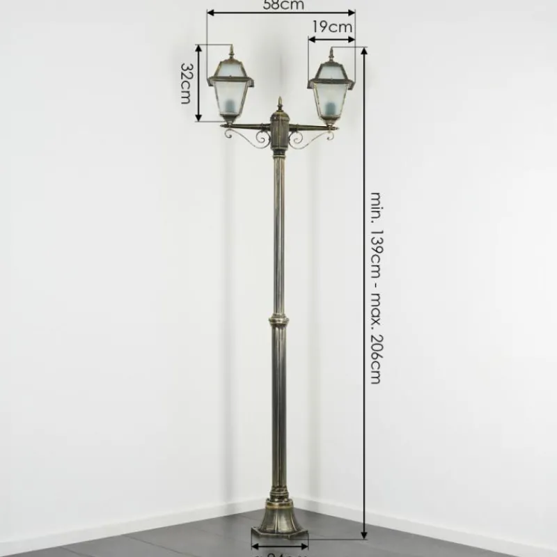 Luminaires Rustiques-hofstein Fornelos Luminaire extérieur, Réverbère, Eclairage de chemin Or, Noir, 2 lumières