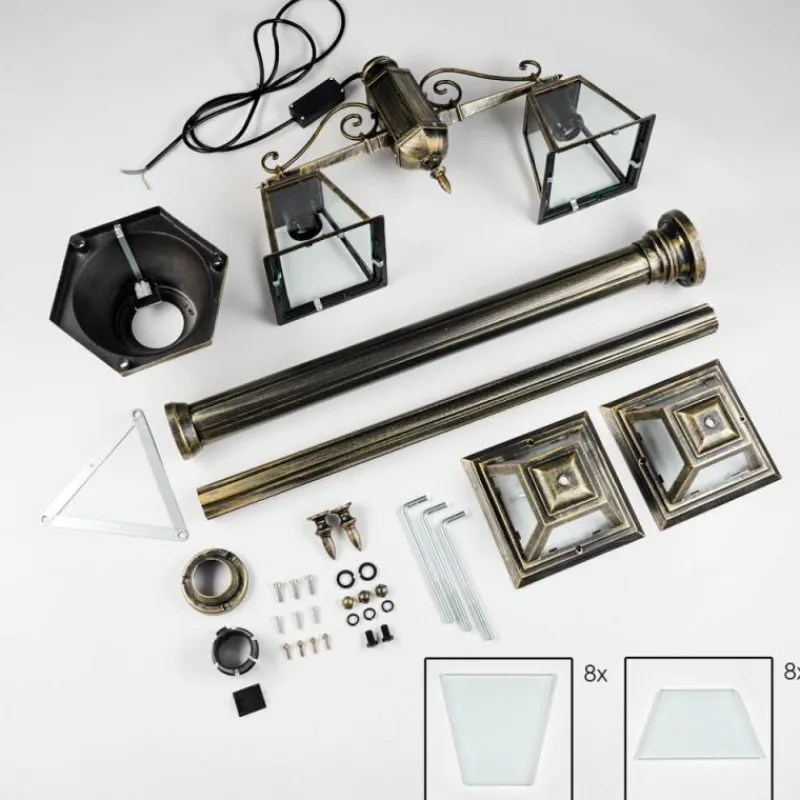 Luminaires Rustiques-hofstein Fornelos Luminaire extérieur, Réverbère, Eclairage de chemin Or, Noir, 2 lumières