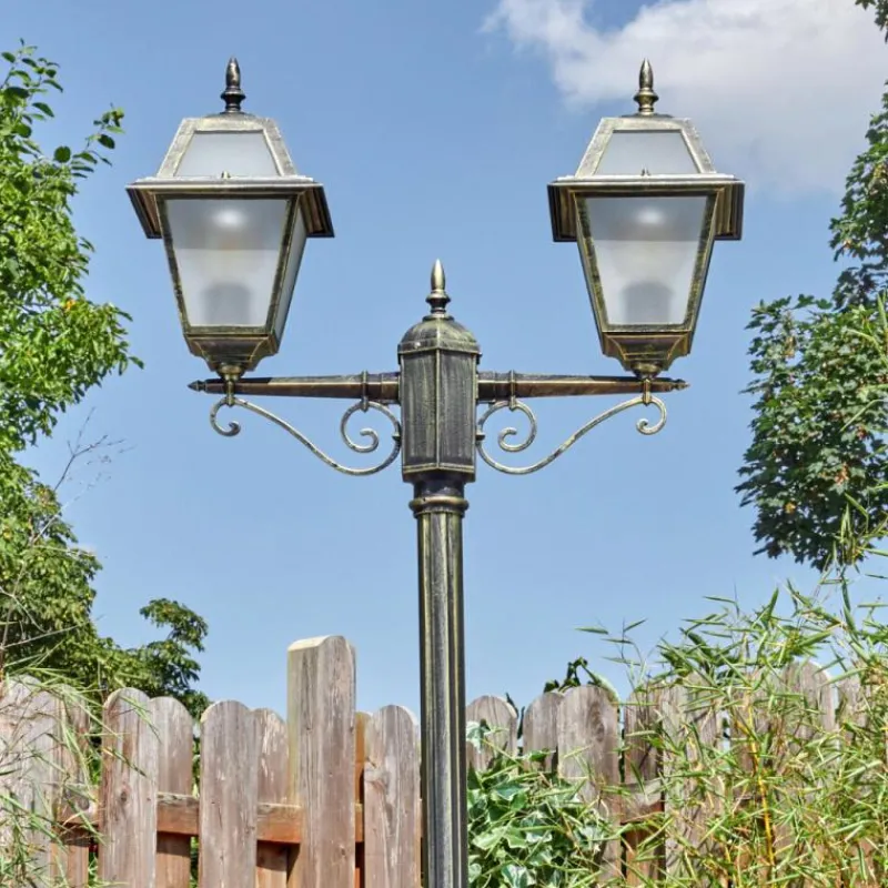 Luminaires Rustiques-hofstein Fornelos Luminaire extérieur, Réverbère, Eclairage de chemin Or, Noir, 2 lumières