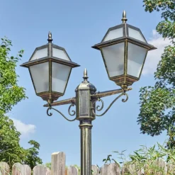 Luminaires Rustiques-hofstein Fornelos Luminaire extérieur, Réverbère, Eclairage de chemin Or, Noir, 2 lumières