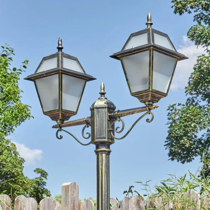 Luminaires Rustiques-hofstein Fornelos Luminaire extérieur, Réverbère, Eclairage de chemin Or, Noir, 2 lumières