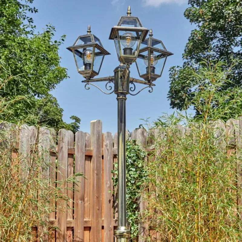 Luminaires Rustiques-hofstein Fornelos Luminaire extérieur, Réverbère, Eclairage de chemin Or, Noir, 3 lumières