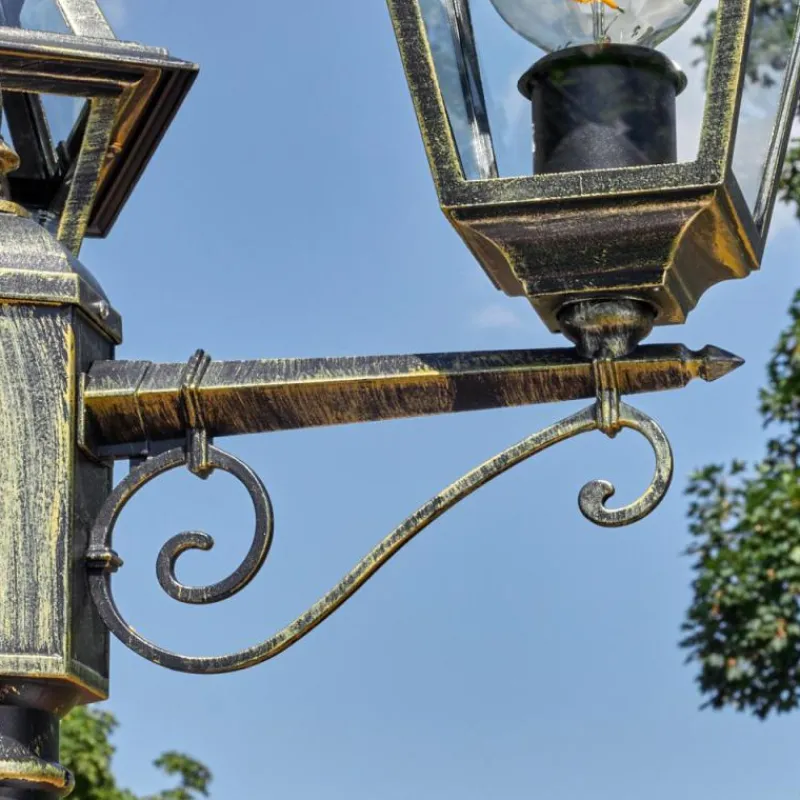 Luminaires Rustiques-hofstein Fornelos Luminaire extérieur, Réverbère, Eclairage de chemin Or, Noir, 3 lumières