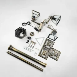 Luminaires Rustiques-hofstein Fornelos Luminaire extérieur, Réverbère, Eclairage de chemin Or, Noir, 3 lumières