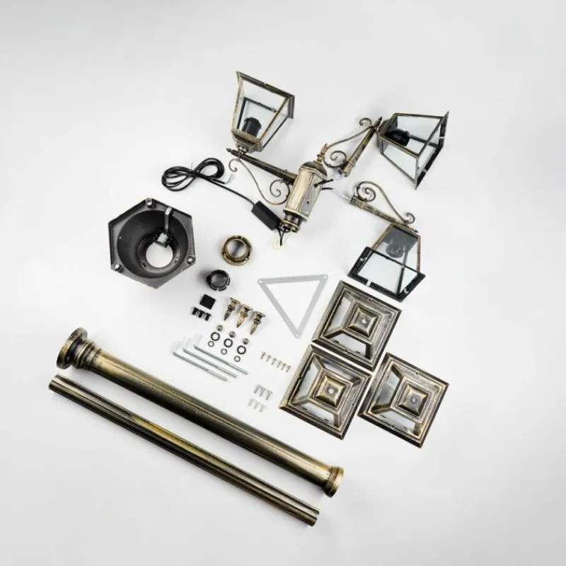 Luminaires Rustiques-hofstein Fornelos Luminaire extérieur, Réverbère, Eclairage de chemin Or, Noir, 3 lumières