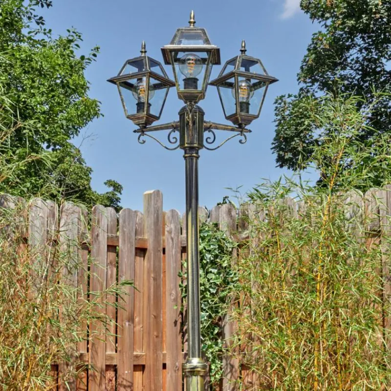 Luminaires Rustiques-hofstein Fornelos Luminaire extérieur, Réverbère, Eclairage de chemin Or, Noir, 3 lumières