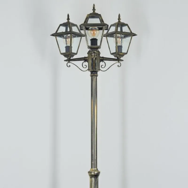 Luminaires Rustiques-hofstein Fornelos Luminaire extérieur, Réverbère, Eclairage de chemin Or, Noir, 3 lumières