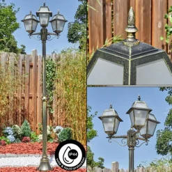 Luminaires Rustiques-hofstein Fornelos Luminaire extérieur, Réverbère, Eclairage de chemin Or, Noir, 3 lumières