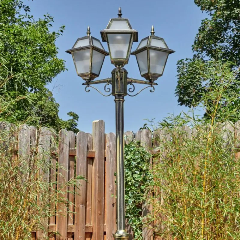 Luminaires Rustiques-hofstein Fornelos Luminaire extérieur, Réverbère, Eclairage de chemin Or, Noir, 3 lumières