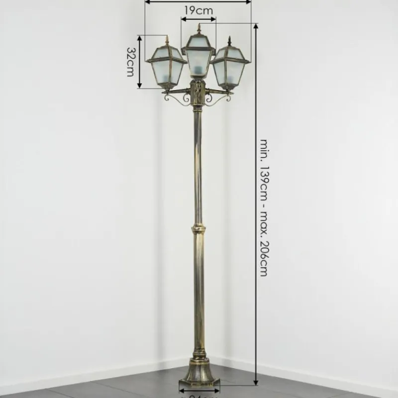 Luminaires Rustiques-hofstein Fornelos Luminaire extérieur, Réverbère, Eclairage de chemin Or, Noir, 3 lumières