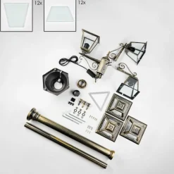 Luminaires Rustiques-hofstein Fornelos Luminaire extérieur, Réverbère, Eclairage de chemin Or, Noir, 3 lumières